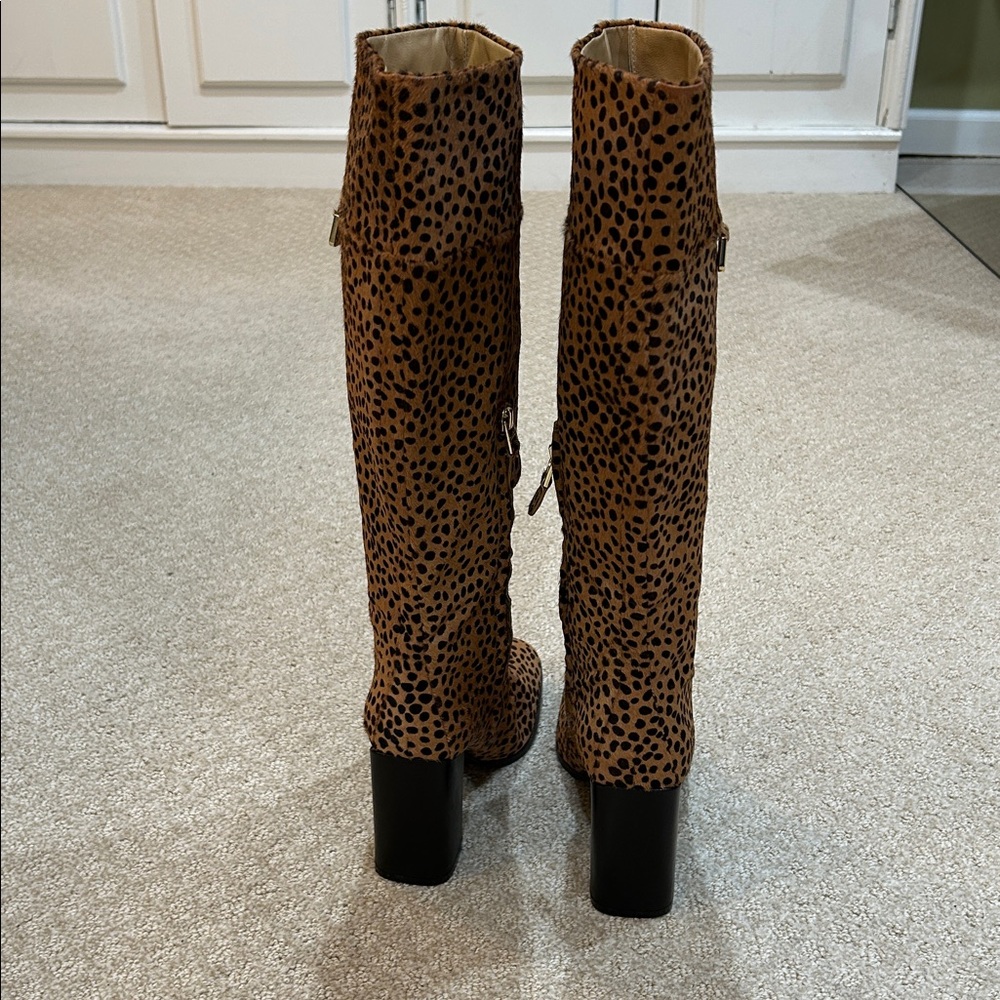 Diane Von Furstenberg Cheetah Print Pony Hair Knee-High Boots 8.5 - Picture 4 of 14